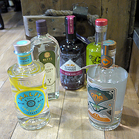 Photo of bottles of gin that will be part of the meal