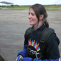 Photograph of Hayley after the Skydive in 2012