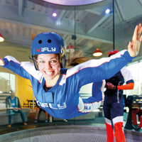 Photo of someone doing the indoor skydive