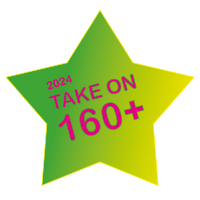 Take On 160 logo that is a star with the words 2024 Take On 160 plus in it