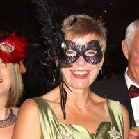 Photograph of attendee at SRSB Masquerade Ball.