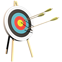 Illustration of a target with arrows in it