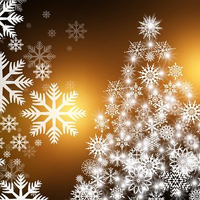 Illustration of snowflakes and a Christmas tree