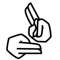 Illustration of two hands doing sign language