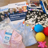 Photo of contents of Albinism pack