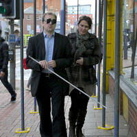 Photograph of Jack Scott doing blindfold walk