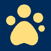 Guide dogs logo which is in the shape of a paw print