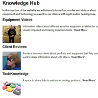Screen shot of the Knowledge Hub menu page on the website