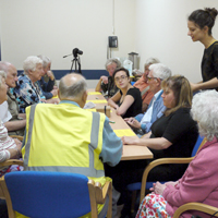 Photograph of reminiscence group doing Please Touch handling research