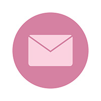 Graphic icon of a pink circle with an envelope in the centre