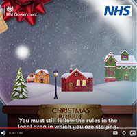 Picture is a still from the video from NHS showing an illustration of a snow globe 