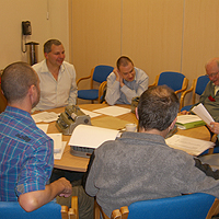Photograph of people doing Braille training at SRSB 